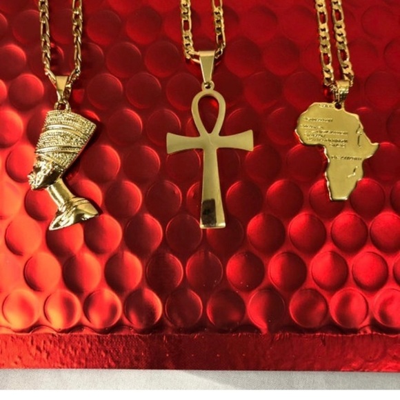 Ankh Necklace , Mini Africa Necklace and Nefertiti Necklace  Ankh necklace , mini africa necklace and Nefertiti